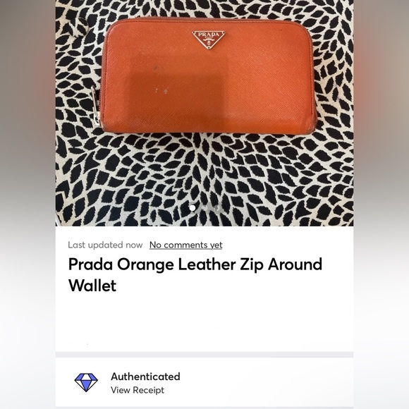PRADA Orange Leather Zip Around Wallet Clutch - Picture 16 of 16